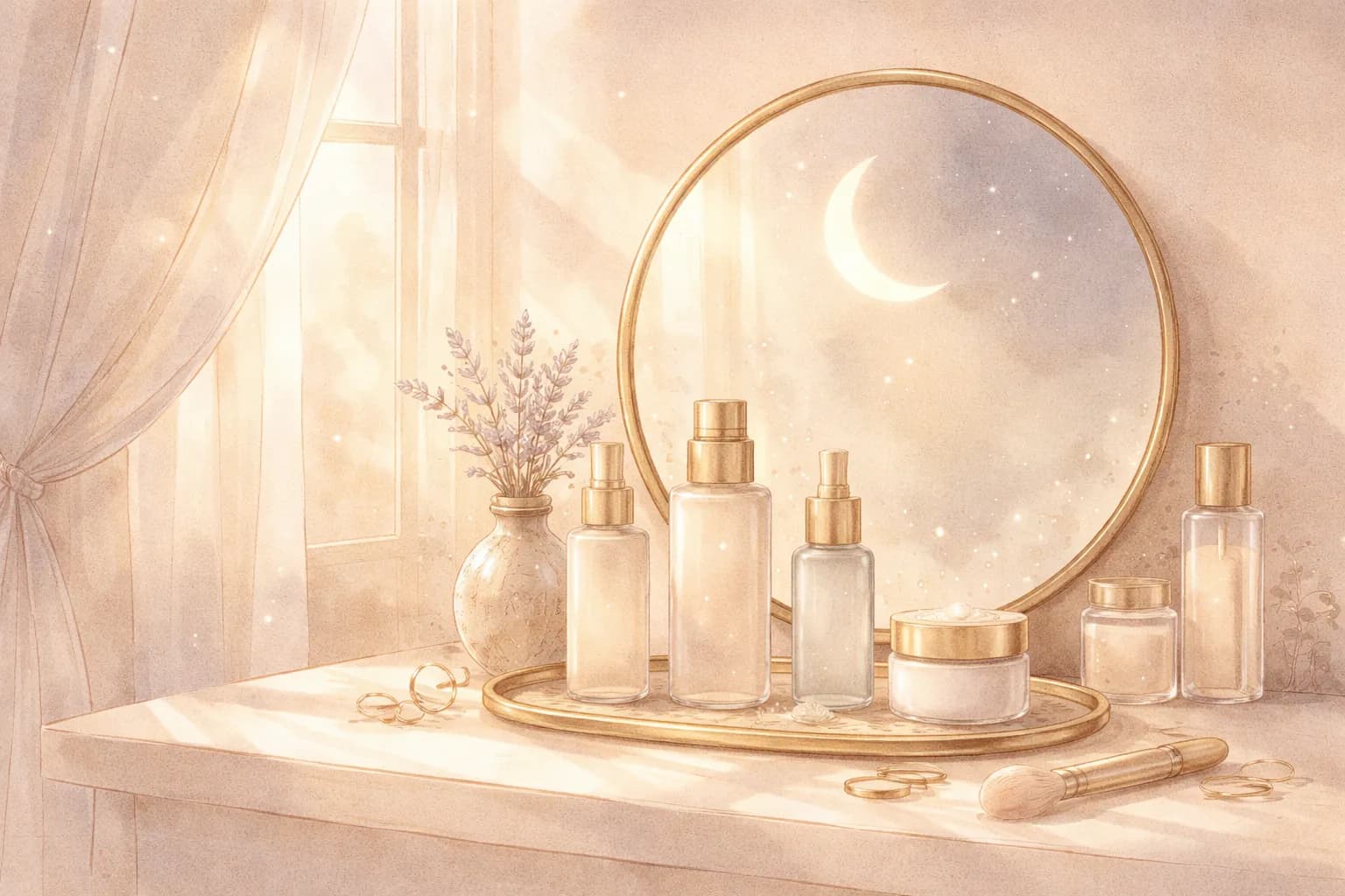 月明かりとスキンケアアイテム