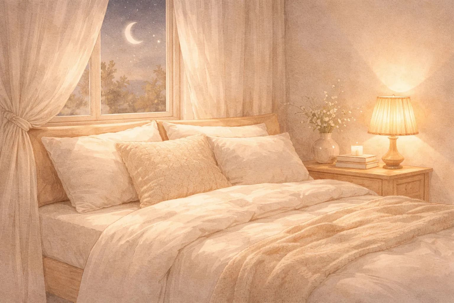 月明かりが差し込む寝室