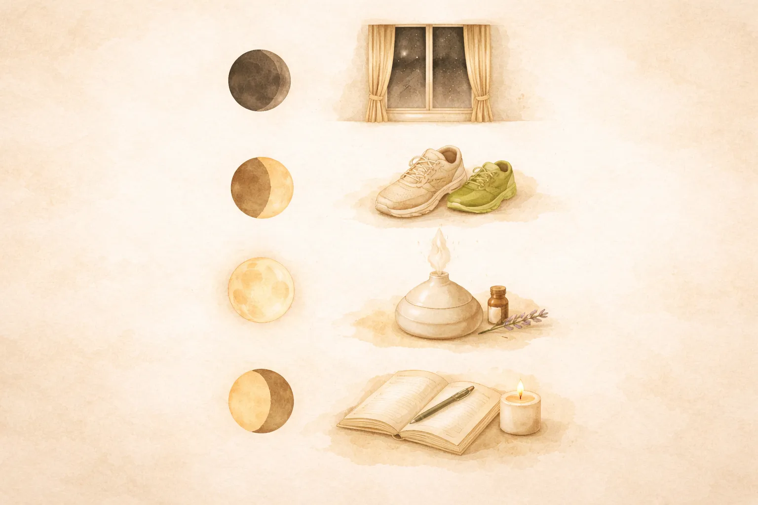 月相別の快眠ポイントをまとめたイラスト